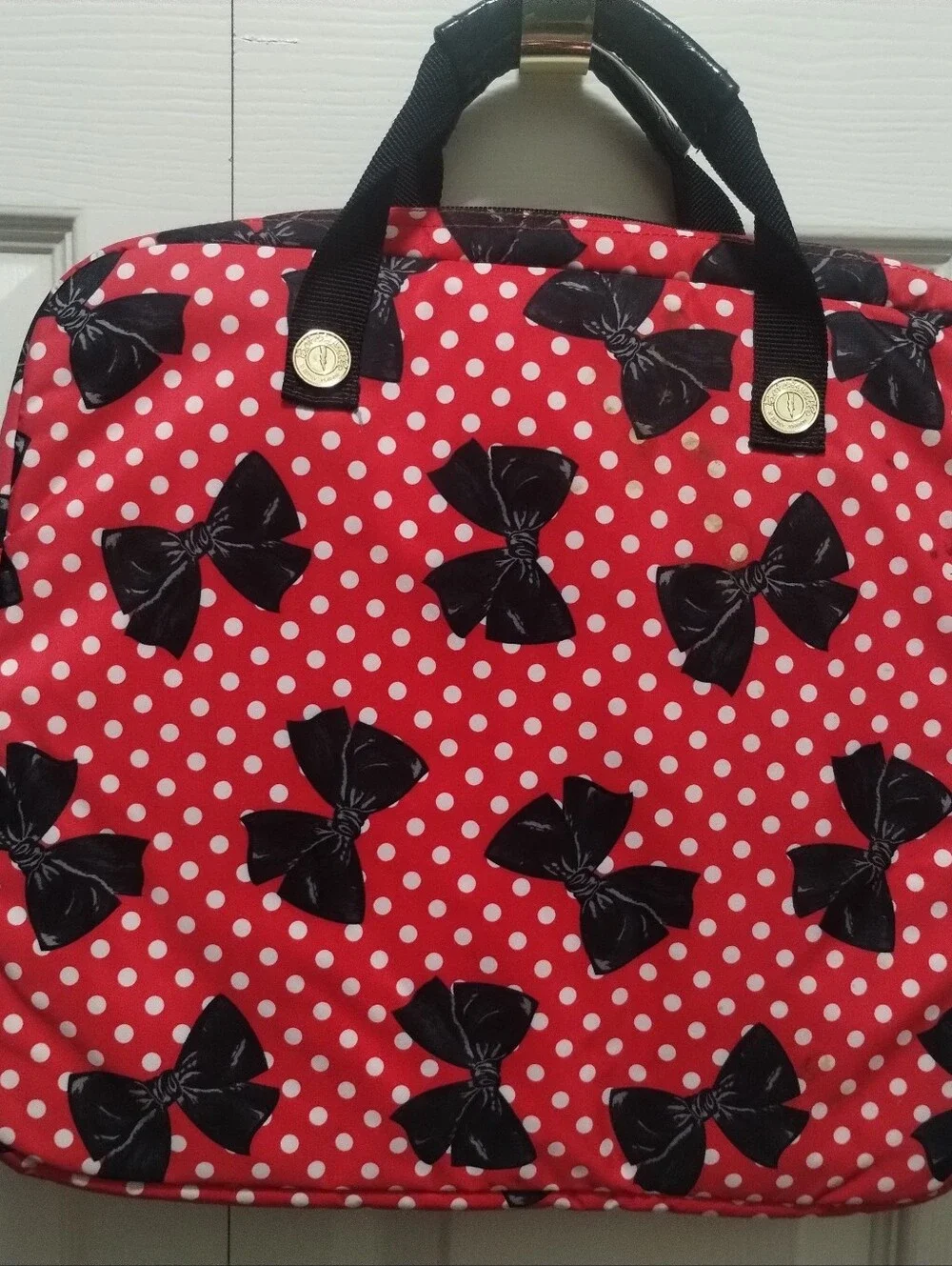 Betsey Johnson Red Polka Dot Bow Laptop Tote